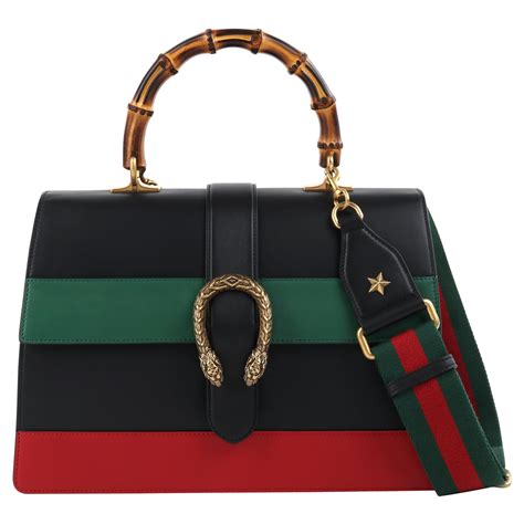 gucci dionysus striped bamboo top handle bag black green red|dionysus handbags gucci.